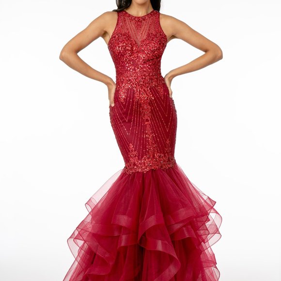 Halter Neck Mermaid Shape Prom Dress GSGL1822